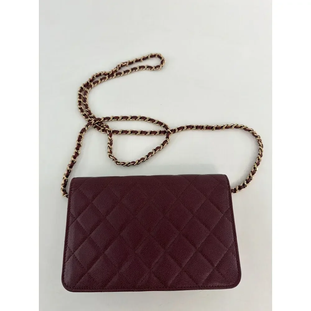 Chanel Burgundy Caviar Seasonal Wallet On Chain